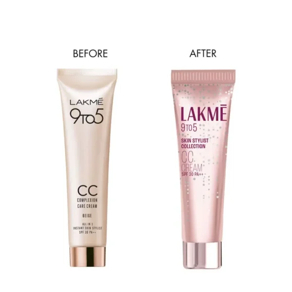 Lakme 9 to 5 CC Cream old vs new packaging