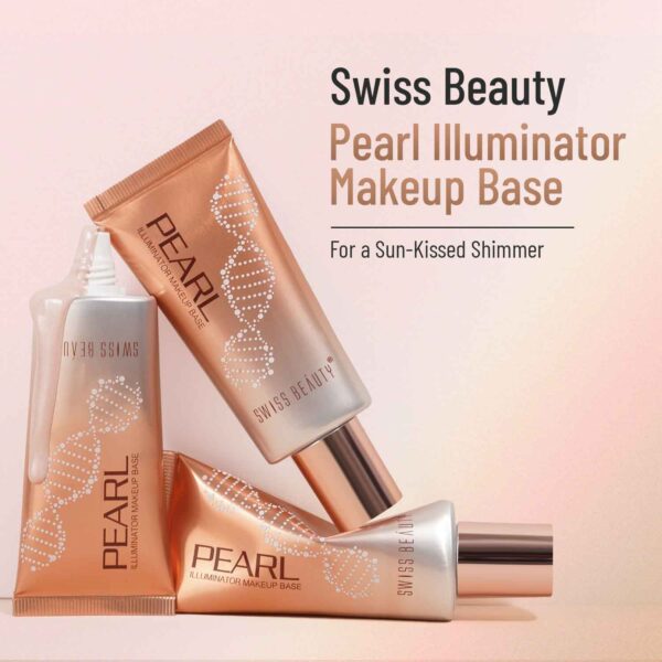 Swiss Beauty Pearl Illuminator Makeup Base - 02 Silver Pink | Shimmer Finish | Waterproof | 35g - Image 2