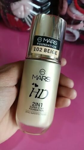 MARS HD 2-in-1 Super Stay Foundation - 102 BEIGE | Full Coverage | 60ml photo review