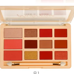 ME-ON Masterpiece Eyes & Cheek Palette (Shade 01) – Complete 12-Pan Professional Face & Eye Artistry Kit (28g)