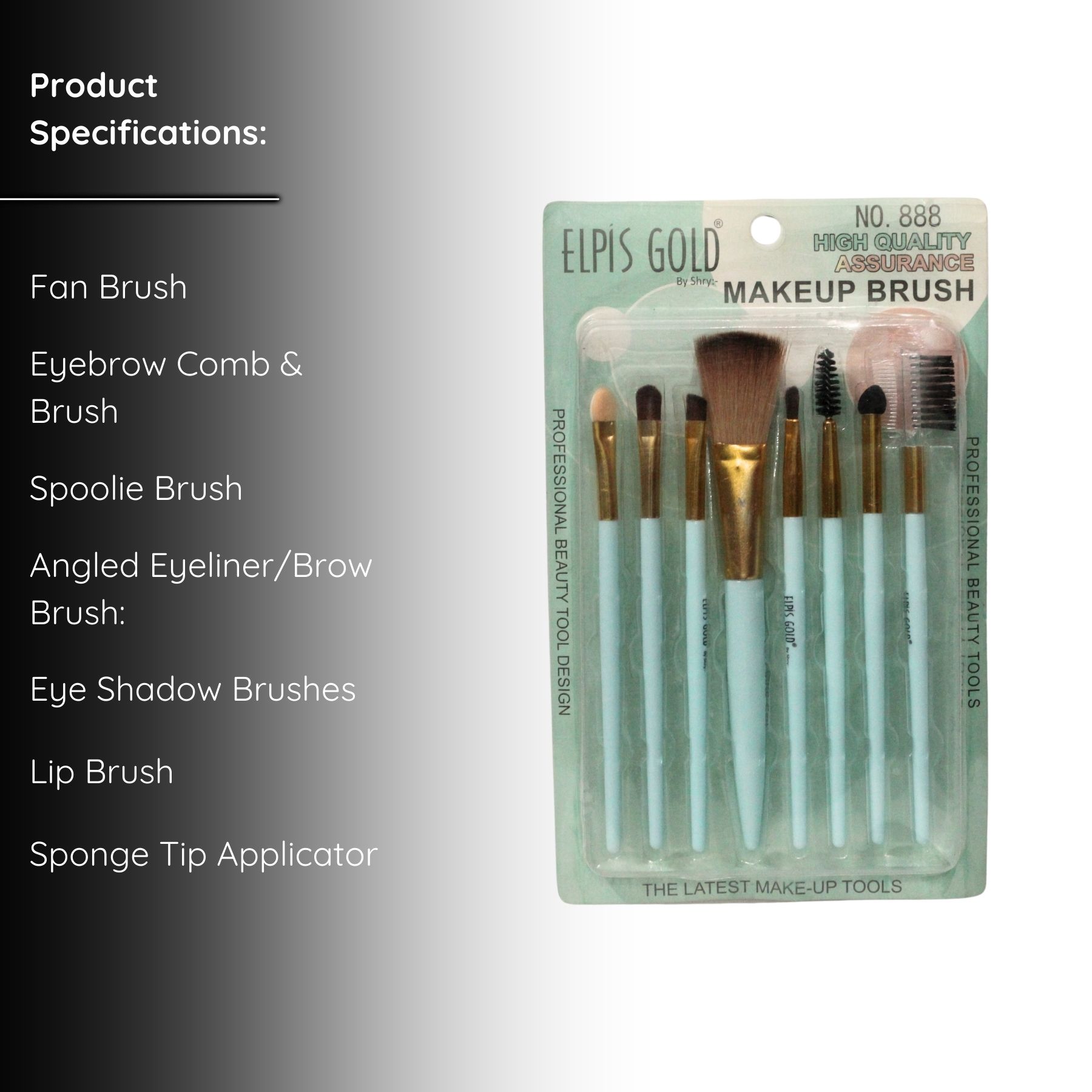 Elpis Gold 8-Piece Professional Makeup Brush Set – Precision Beauty Tool Kit