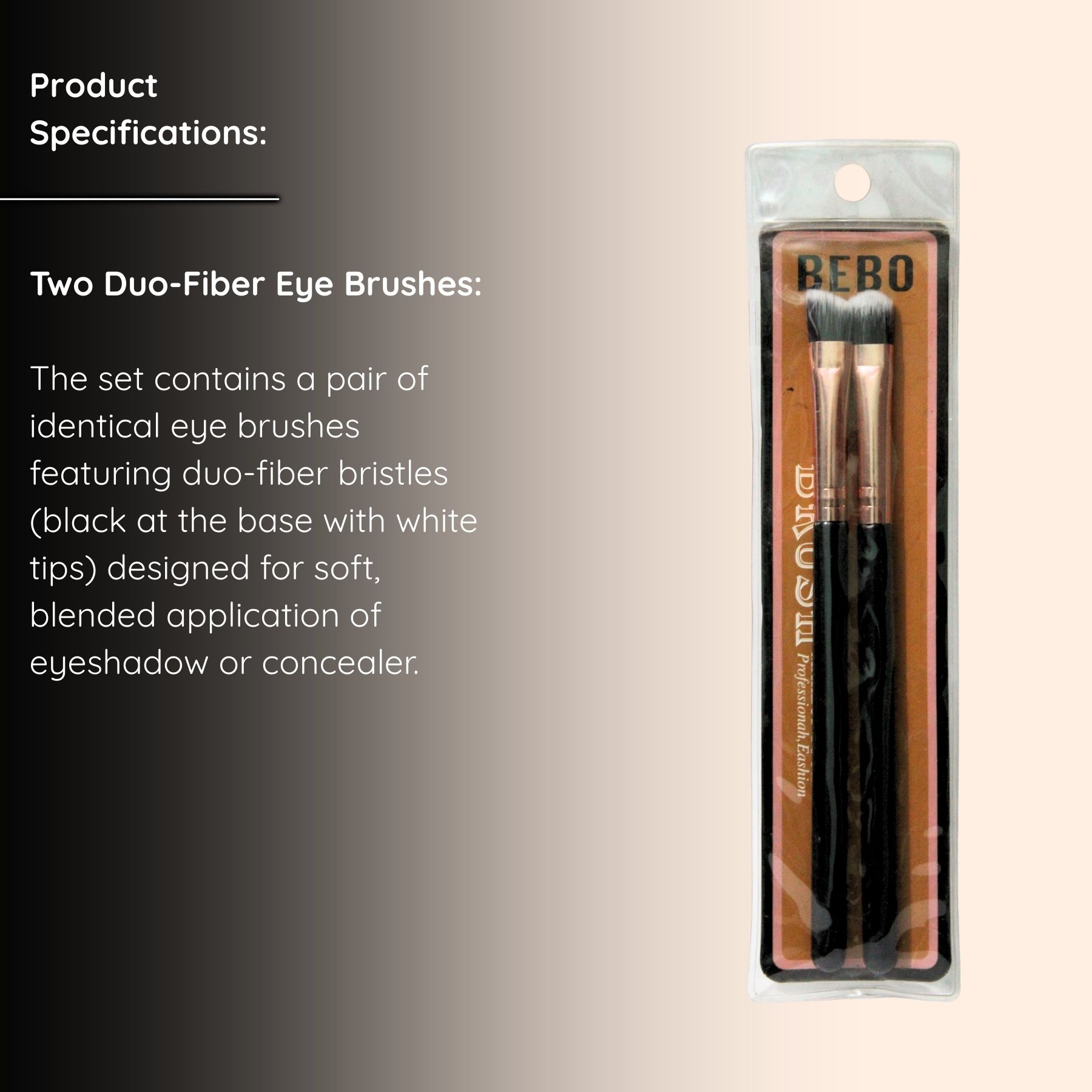 BEBO brand professional beauty tools set featuring an angled brush and flat shader brush.