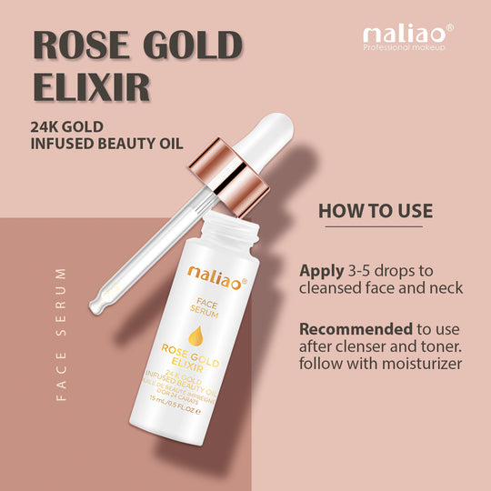 Maliao Rose Gold Elixir Face Serum – Hydrating and Radiance Boosting Facial Oil - Image 2