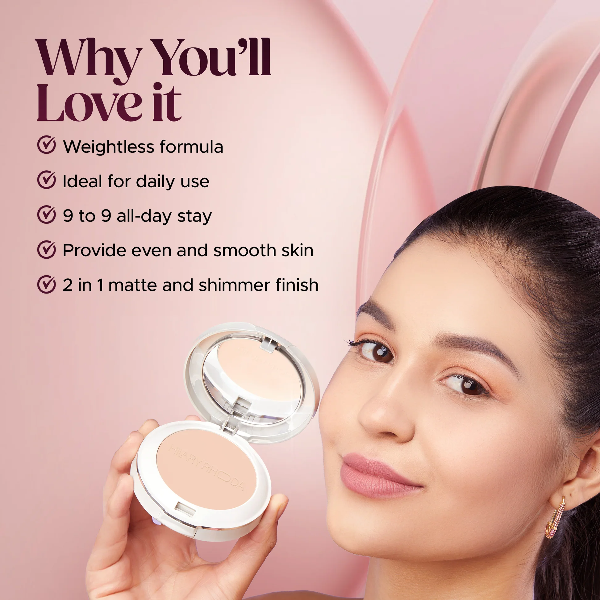 Hilary Rhoda Slay All Day Compact – 2 in 1 Matte and Shimmer Face Powder - Image 5