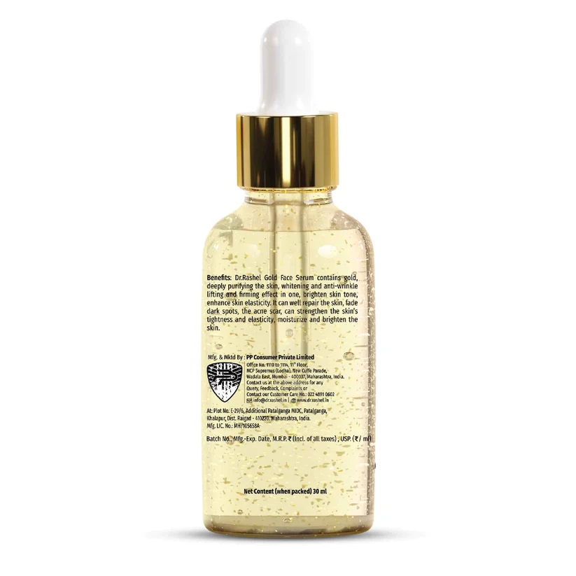 Anti-aging and brightening gold face serum for hydration and fine lines reduction