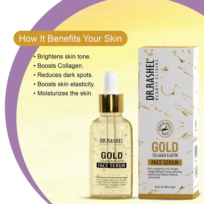 Dr Rashel 24K Gold face serum packaging for radiant skin glow