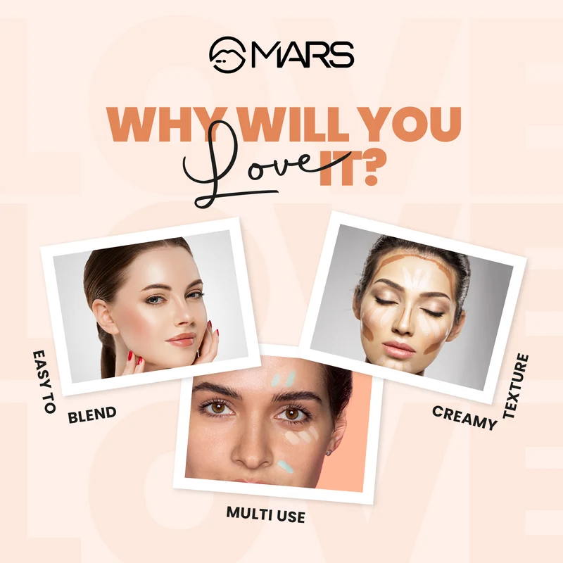 MARS Cover Rangers All-in-One Palette | Creamy Concealer, Color Corrector, Contour & Lip/Cheek Blush Palette (24 g) - Image 4