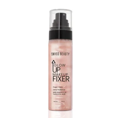 Swiss Beauty Glow Up Makeup Fixer 100ml shimmer setting spray