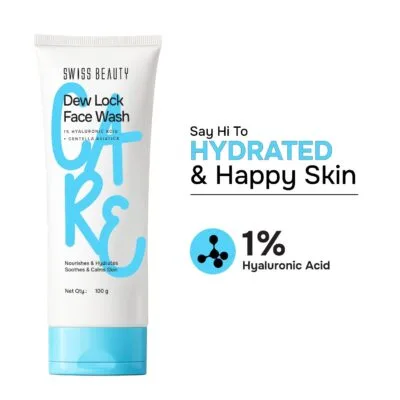 Swiss Beauty Care Dew Lock Face Wash with 1% Hyaluronic Acid & Niacinamide - 100g